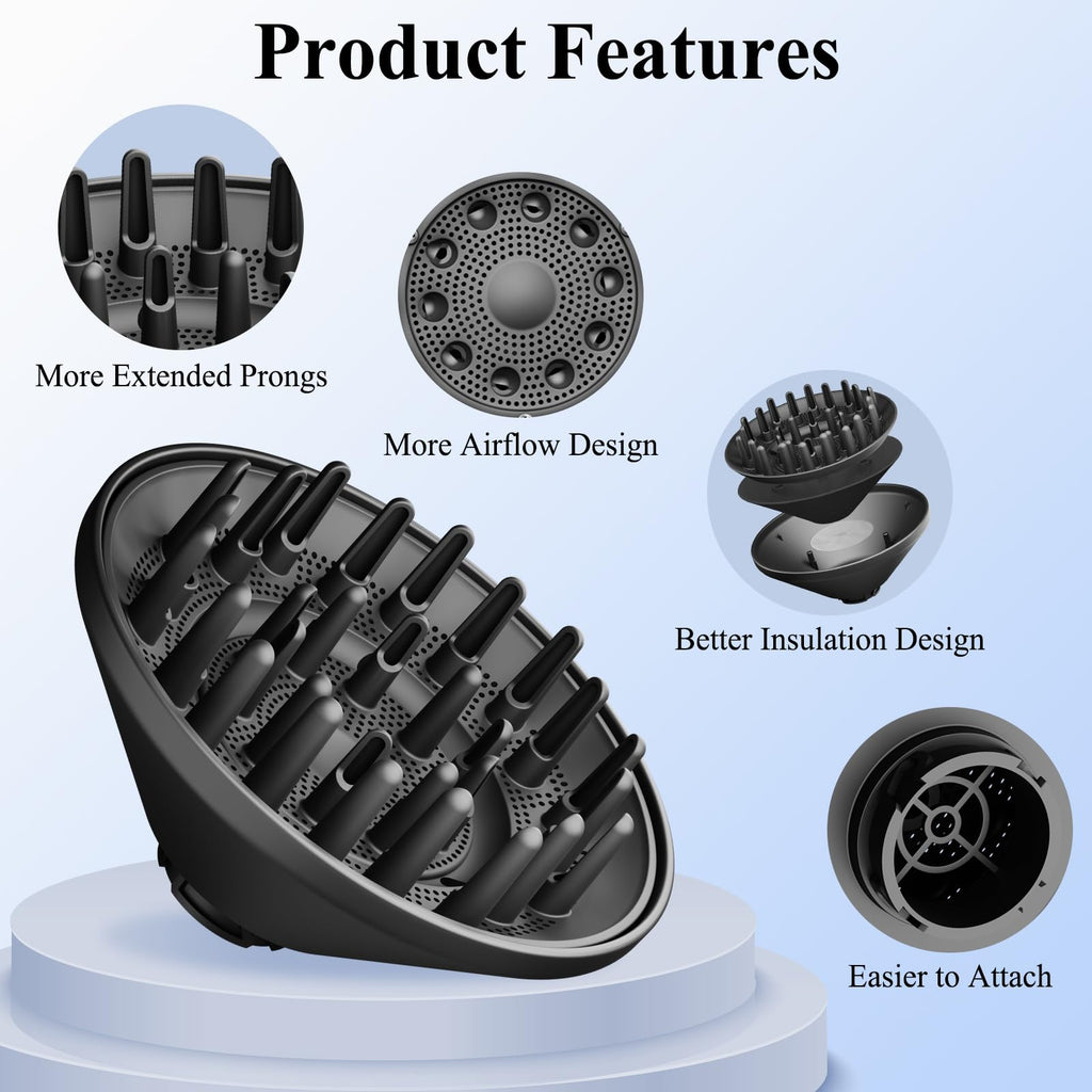 Large Diffuser Attachment Compatible with Shark FlexStyle, Upgraded Bigger Diffuser Nozzle for Dryer Faster and Define Wavy, Curly, Coily Hair
