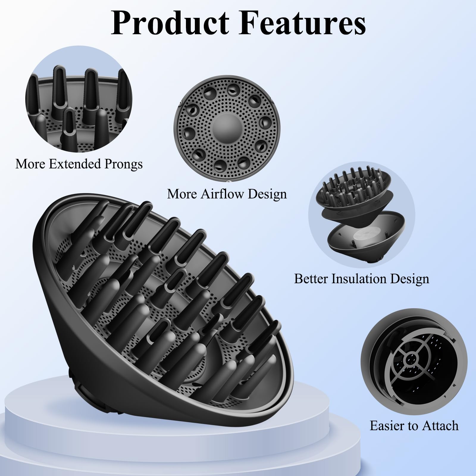 Large Diffuser Attachment Compatible with Shark FlexStyle, Upgraded Bigger Diffuser Nozzle for Dryer Faster and Define Wavy, Curly, Coily Hair