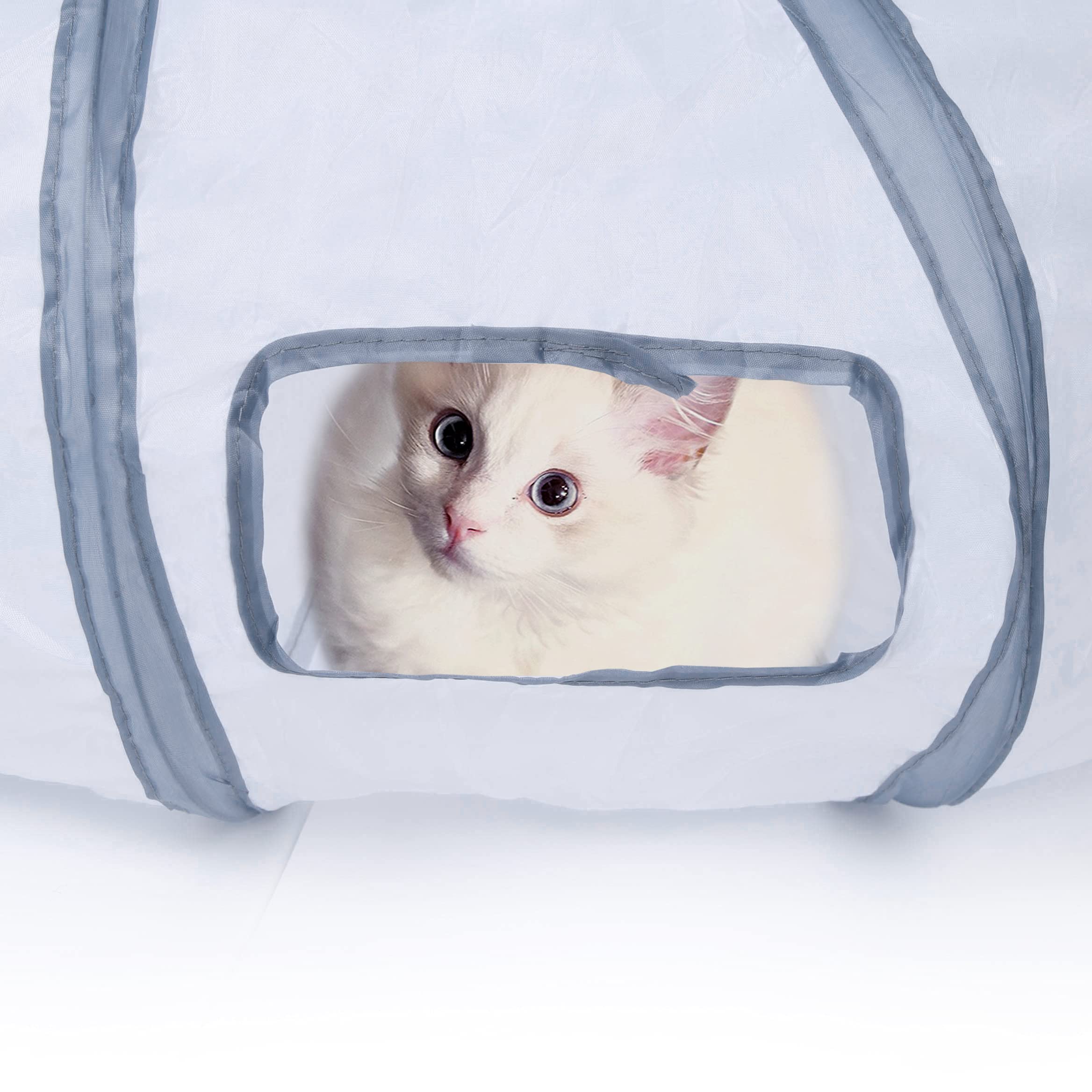 Sheldamy Cat Tunnel, 2-Way Collapsible Play Tunnel, Interactive Toy Maze for Small Animals, Suitable for Kittens, Puppies, Rabbits, Ferrets, Blue & Black