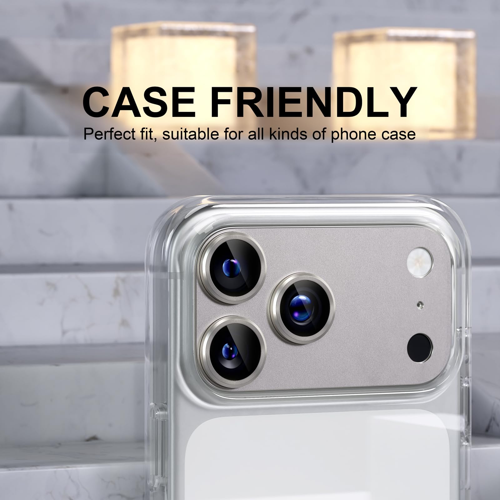 Choiche Compatible for iPhone 16 Pro/iPhone 16 Pro Max Camera Lens Protector, Bling Camera Cover with 9H Tempered Glass Lens Screen Protector Metal Ring Decoration Accessories(Black)
