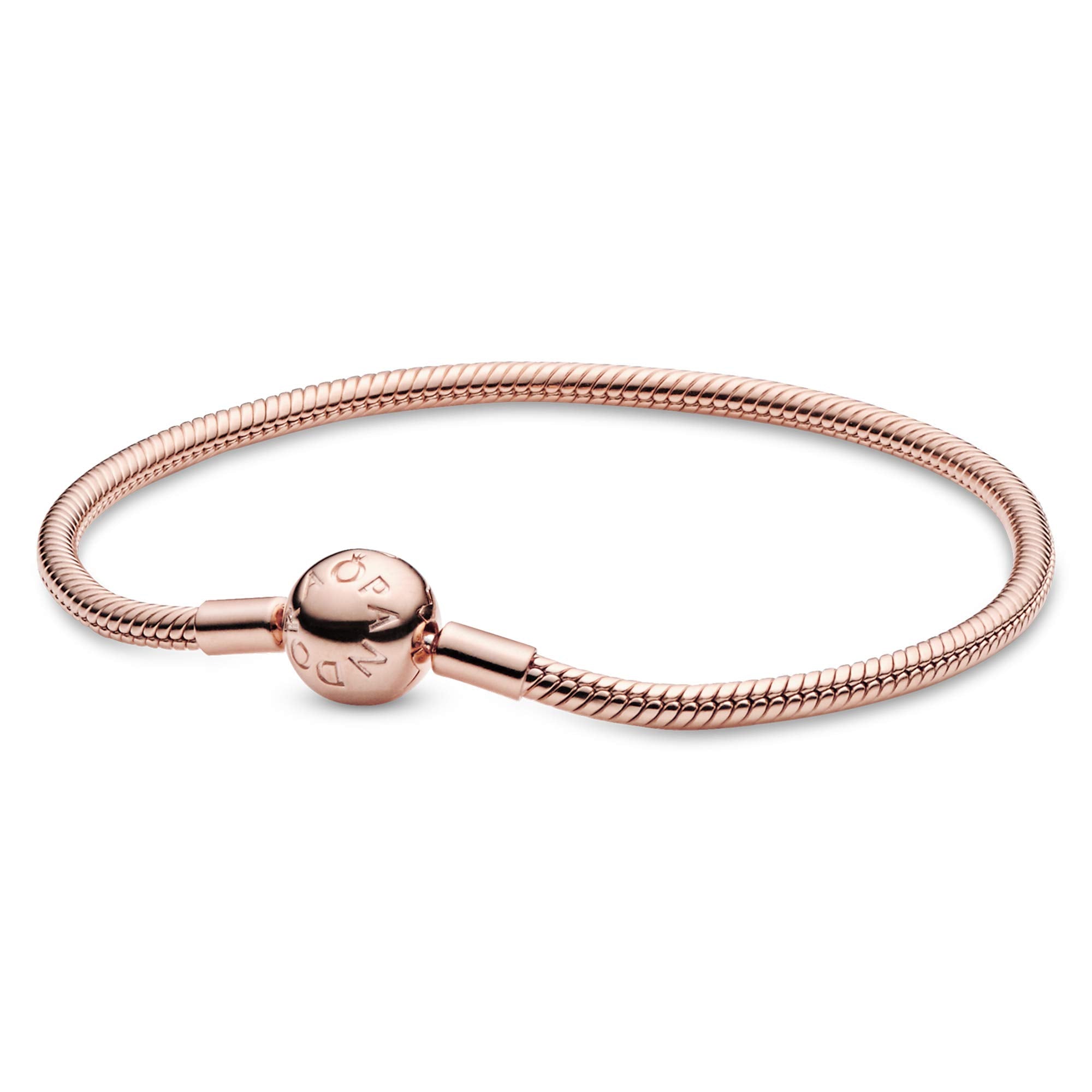 PANDORA Moments Snake Chain Bracelet - Hand-Finished Charm Bracelet - Jewelry for Her with Gift Box - Compatible Moments Charms - Sterling Silver