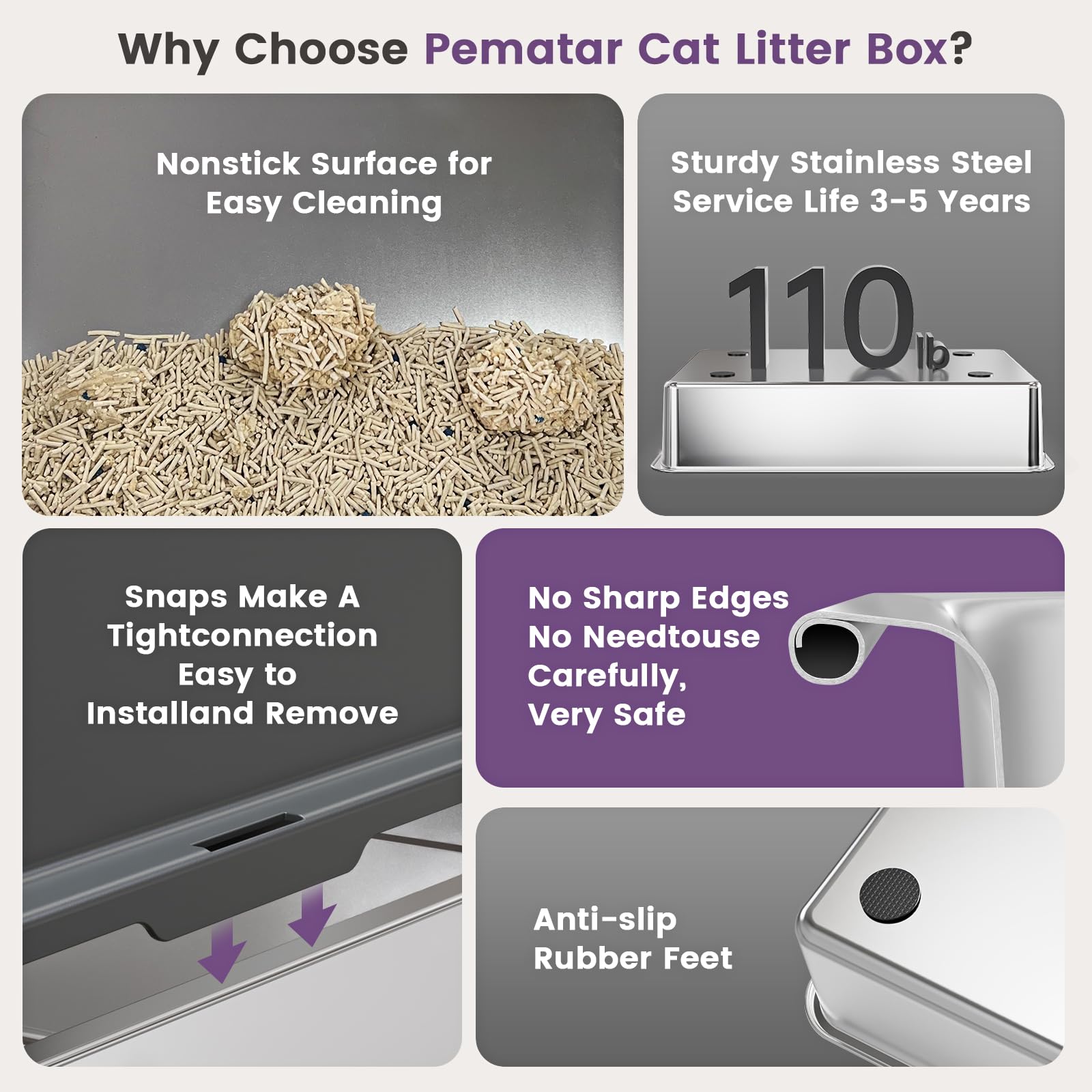 Extra Large XXL Stainless Steel Cat Litter Box with Lid, 26" L x 18" W x 12" H Metal Litter Box with Hight Sides for Big Cats & Multiple Cats, Never Absorbs Odors, Anti-Urine Leakage, Easy Cleaning
