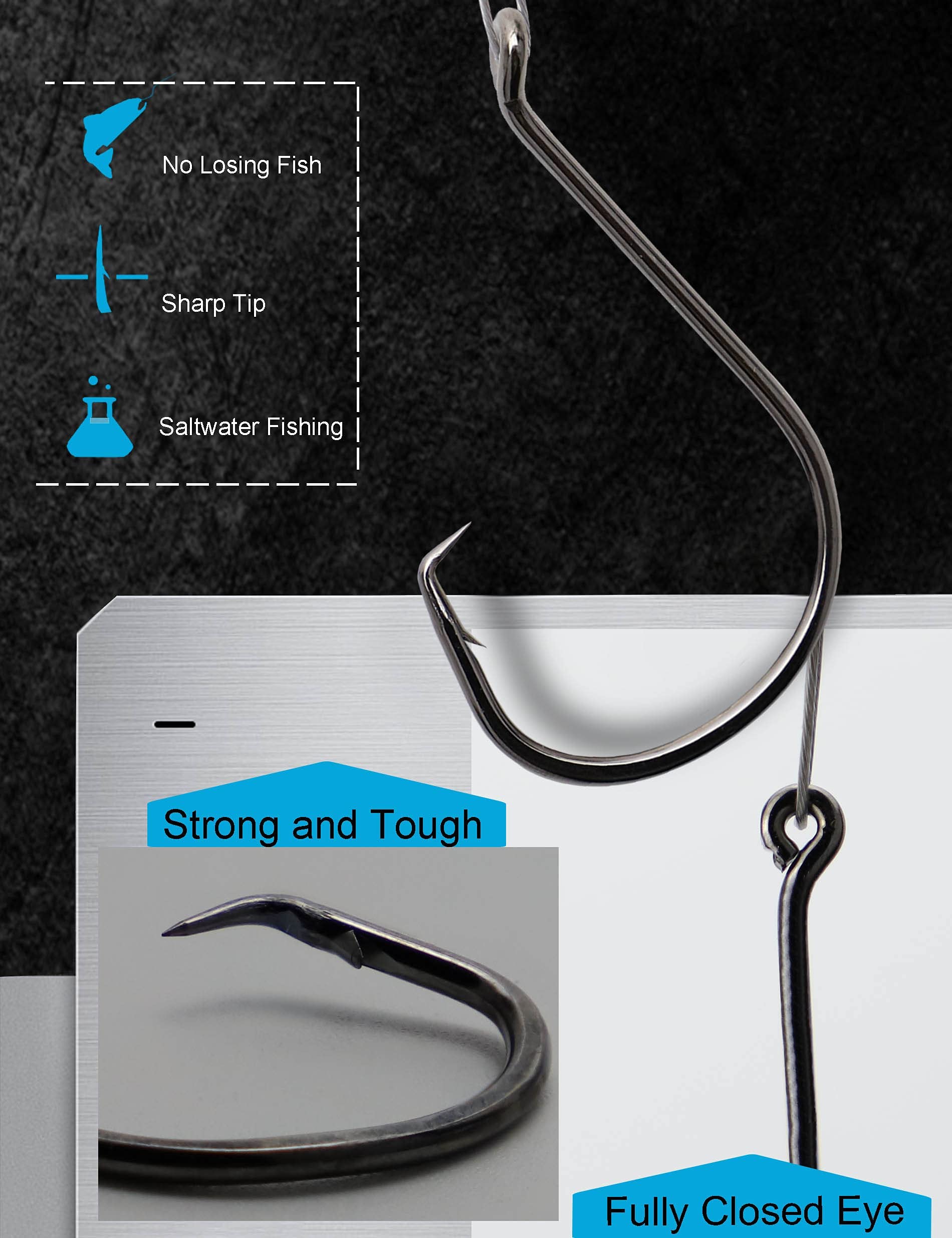 Circle Hooks Rigs Saltwater Steel Leader Wire, 25pcs Heavy Duty Circle Hook with Leader Wire Bass Catfish Fishing Lure Rig