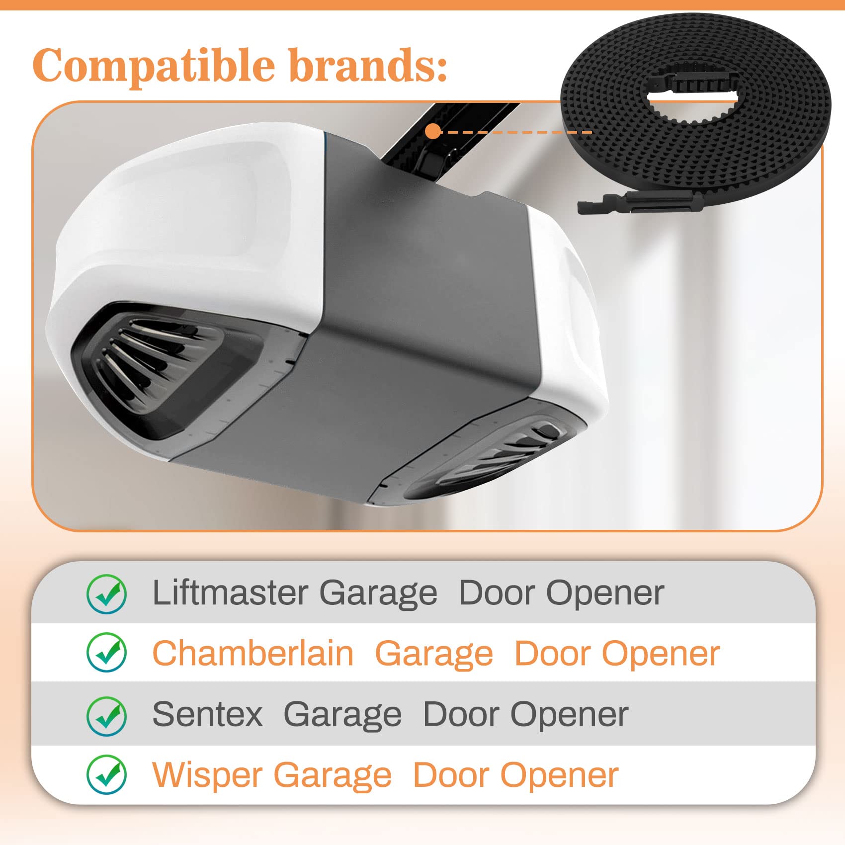 Vanesa 41A5250 Belt for 7 Ft High Garage Door, 237" Garage Door Opener Belt Compatible with liftmaster Chamberlain Garage Door Opener Models HD920EV WD822KD 248739 248754 HD900D HD520EV