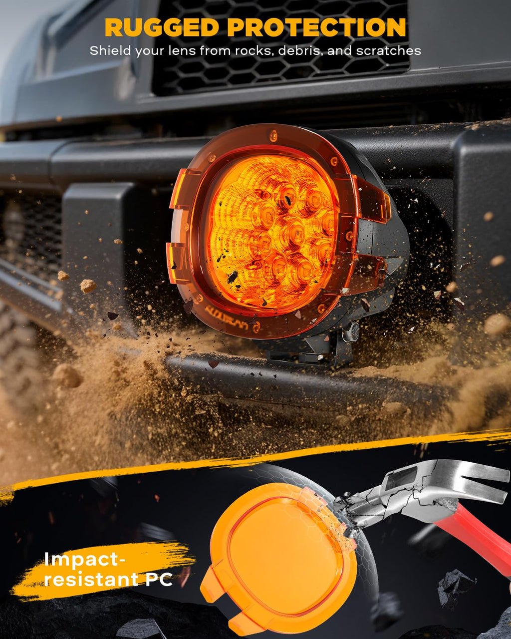 Auxbeam P4 Series Flood Beam LED Pods 4 Inch 90W Round Offroad Fog Lights Driving Flood Light Bar Bumper A-Pillar Hood Mount for Trucks ATV UTV Motorcycle Jeep
