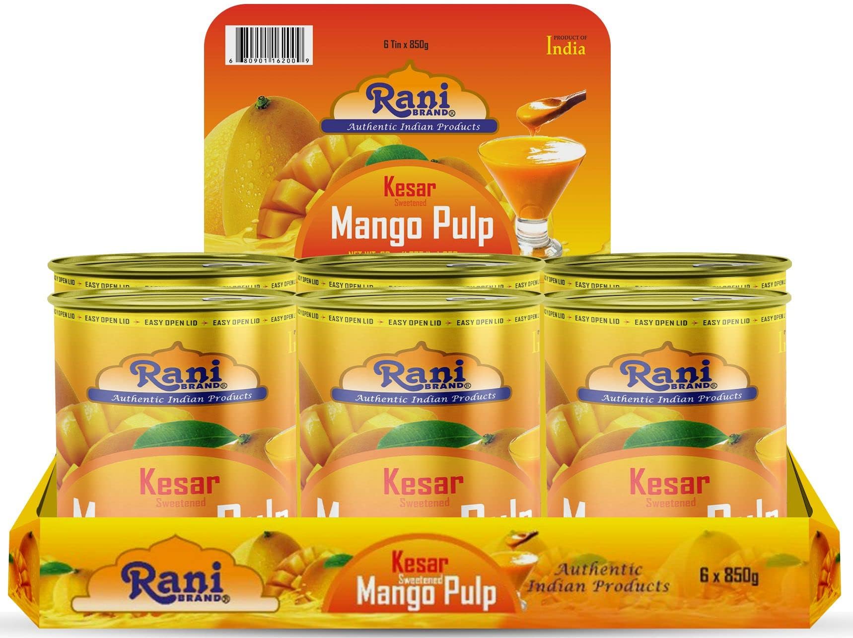 Rani Mango Pulp Puree (Makes Mango Lassi Shakes) Alphonso Sweetened 30oz (1.875lbs) 850g ~ Kosher | All Natural | NON-GMO | Vegan | No colors | Gluten Friendly | Indian Origin