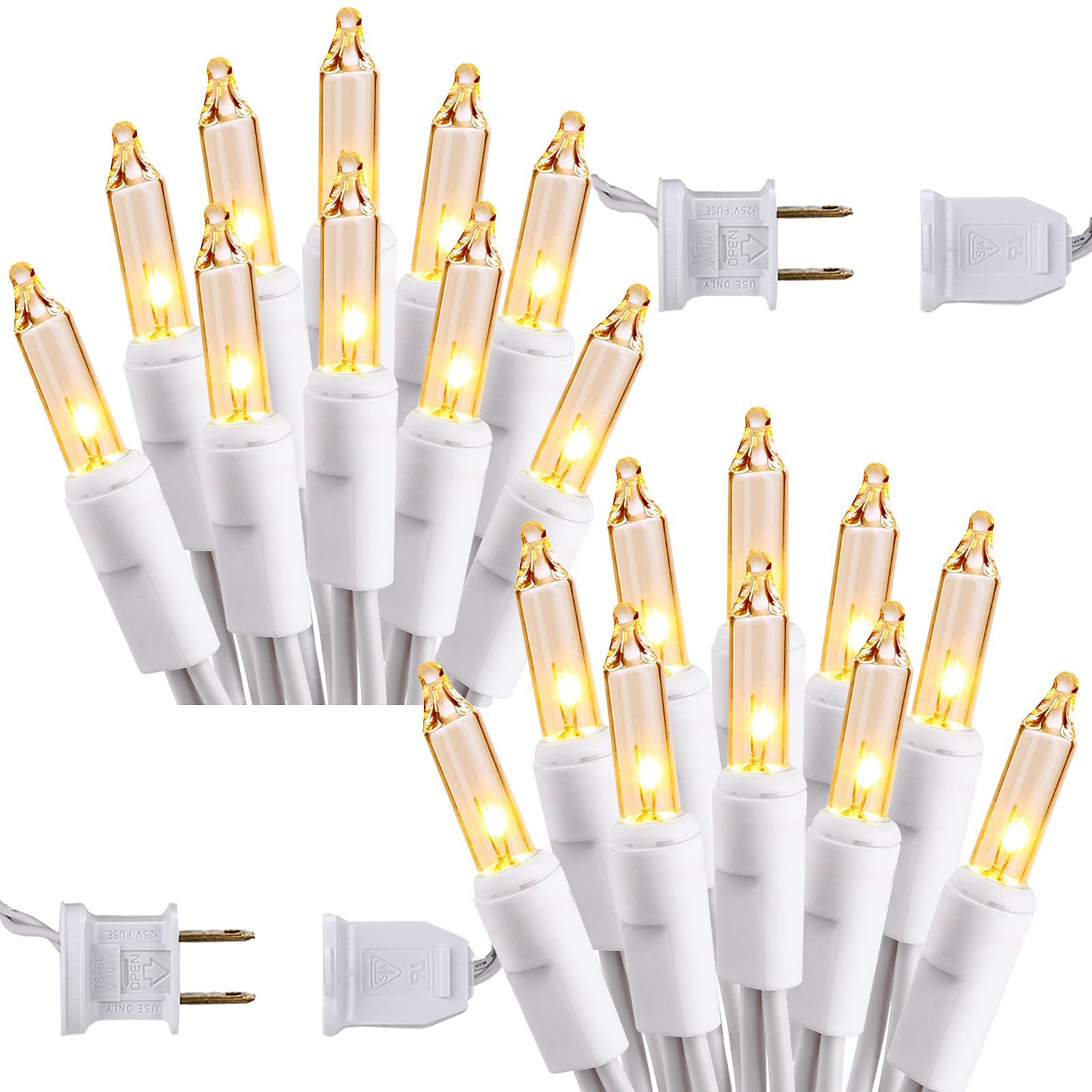 Brizled Christmas Lights, 600 Count 139.2ft Incandescent Mini Lights, Connectable 120V UL Certified for Xmas Wedding Bedroom Porch Decor, White Wire, Warm White
