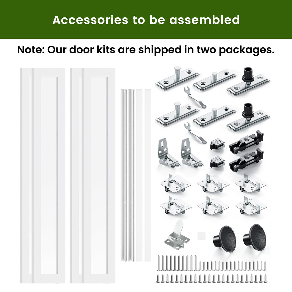 SMARTSTANDARD Bifold Doors, Mirror Closet Doors for 24''（12" x2） x 80" with Sliding Hardware Kit Set, Interior Bi Fold Door for Closet, Easy Install, MDF, White