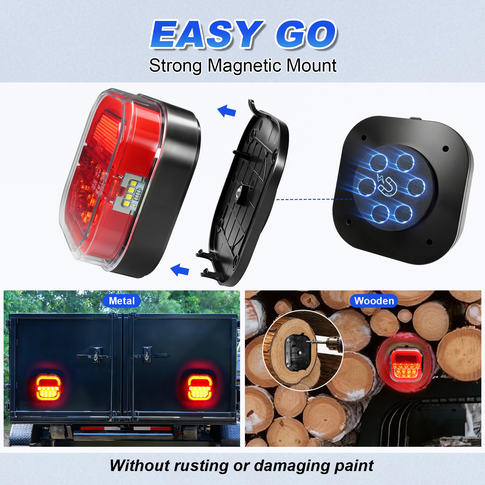 Agrieyes Halo Wireless Trailer Lights, 2 Mounting Options Magnetic Trailer Light for Towing, Portable LED Tow Lights Kit for Trucks, Boat, RV Amber