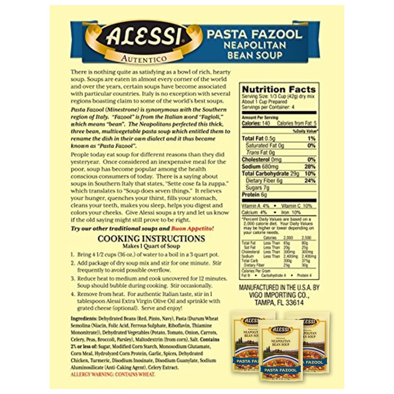 Alessi Autentico Premium Soups, Traditional Flavors, 6oz (Chicken Noodle, Pack of 6)