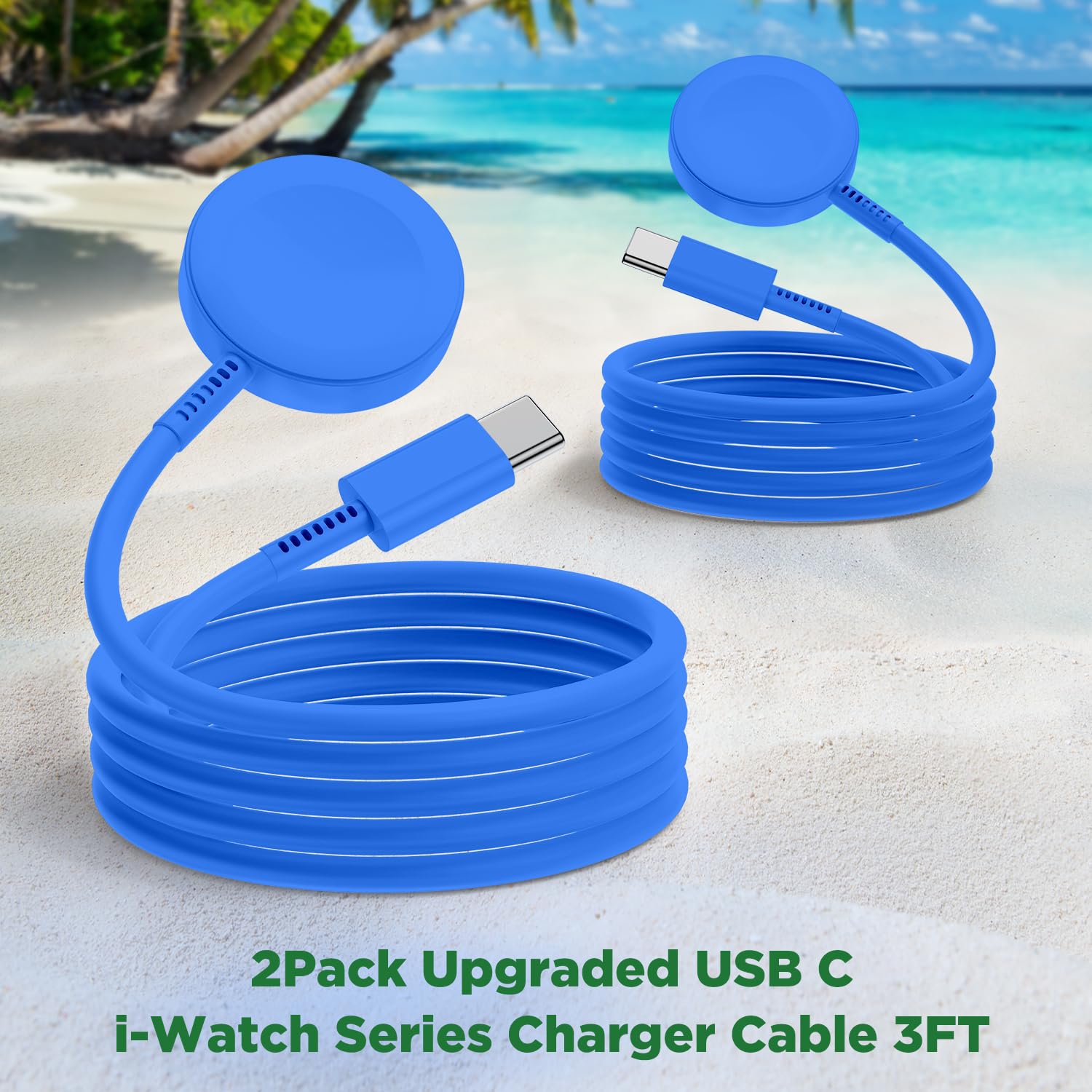 2Pack for Apple Watch Charger Cable, 3FT USB C to Magnetic Wireless Fast i-Watch Charging Cord [Portable], Compatible with iWatch Series Ultra/9/8/7/6/SE/SE2/5/4/3/2 - Black