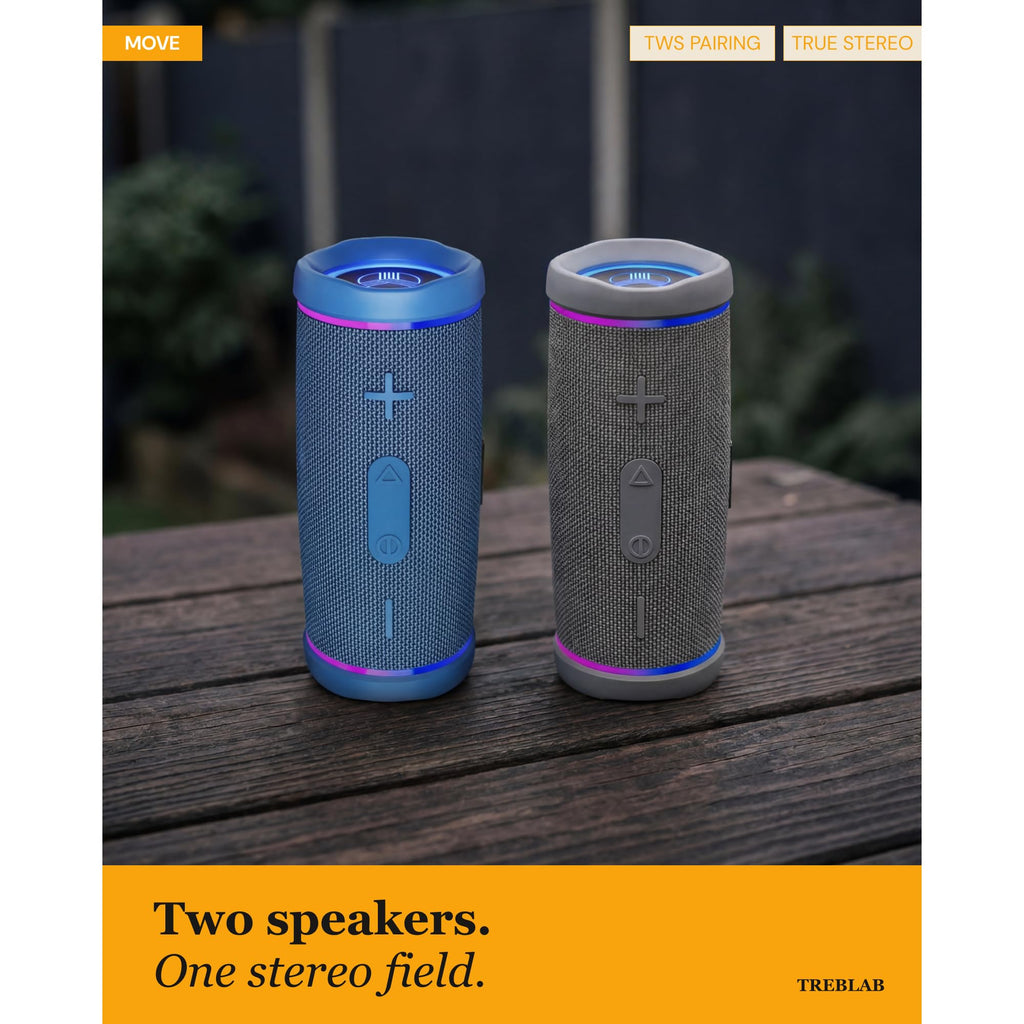 TREBLAB HD77 – Waterproof Bluetooth Speaker, 30W Loud 360° Sound, Deep Bass, IPX7, TWS Pairing, RGB Lights, 20H Battery, Portable Wireless Speaker for Outdoor, Beach, Camping, Party, Travel
