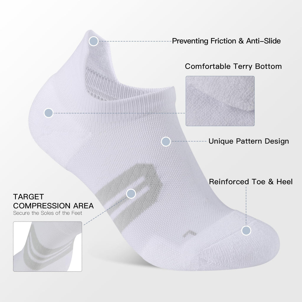 BUDERMMY Womens Ankle Compression Socks with Arch Support Athletic Low cut Running Socks for Women Workout Cushion 5 Pairs