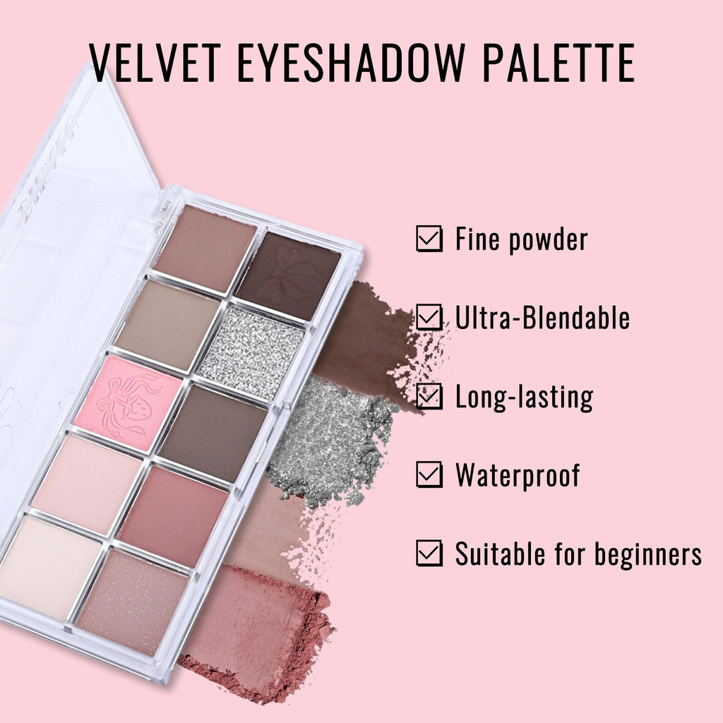 Erinde 10 Colors Eyeshadow Palette Makeup - Matte Shimmer Glitter Eye Shadow Korean Makeup, Ultra-Blendable, High Pigmented, Natural-Looking, Peach Brown Eyeshadow Pallet with Brush, Peach Color