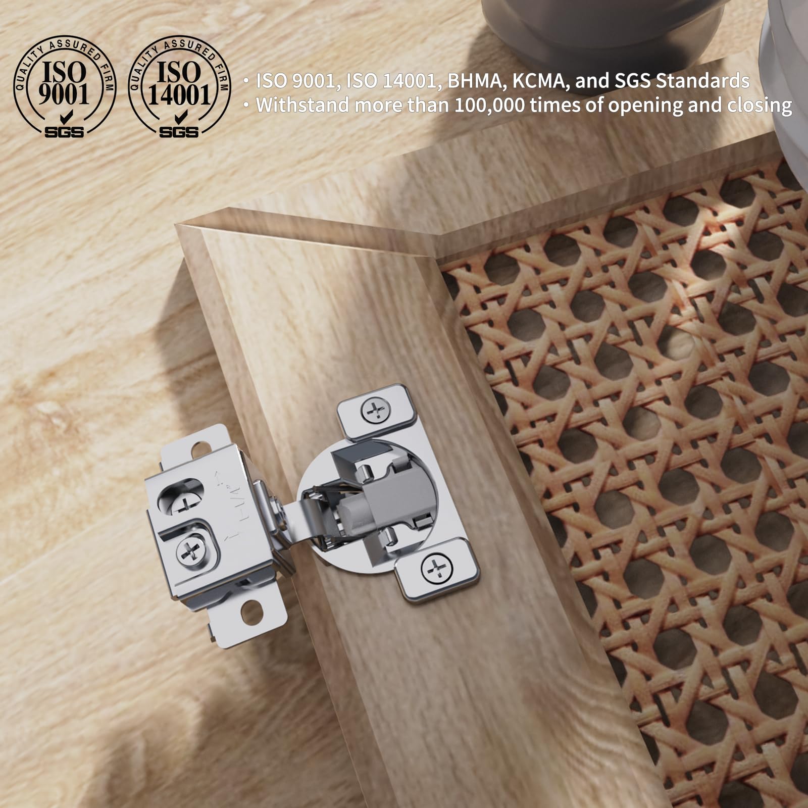Chibery 2 Pack 1-1/4" Overlay 3D Soft Close Concealed Hinge, Face Frame Door, Small Angle Slow Close, Self Closing Hidden Satin Nickel, 105° Concealed Stainless Steel Hinges for Kitchen Cabinet Door