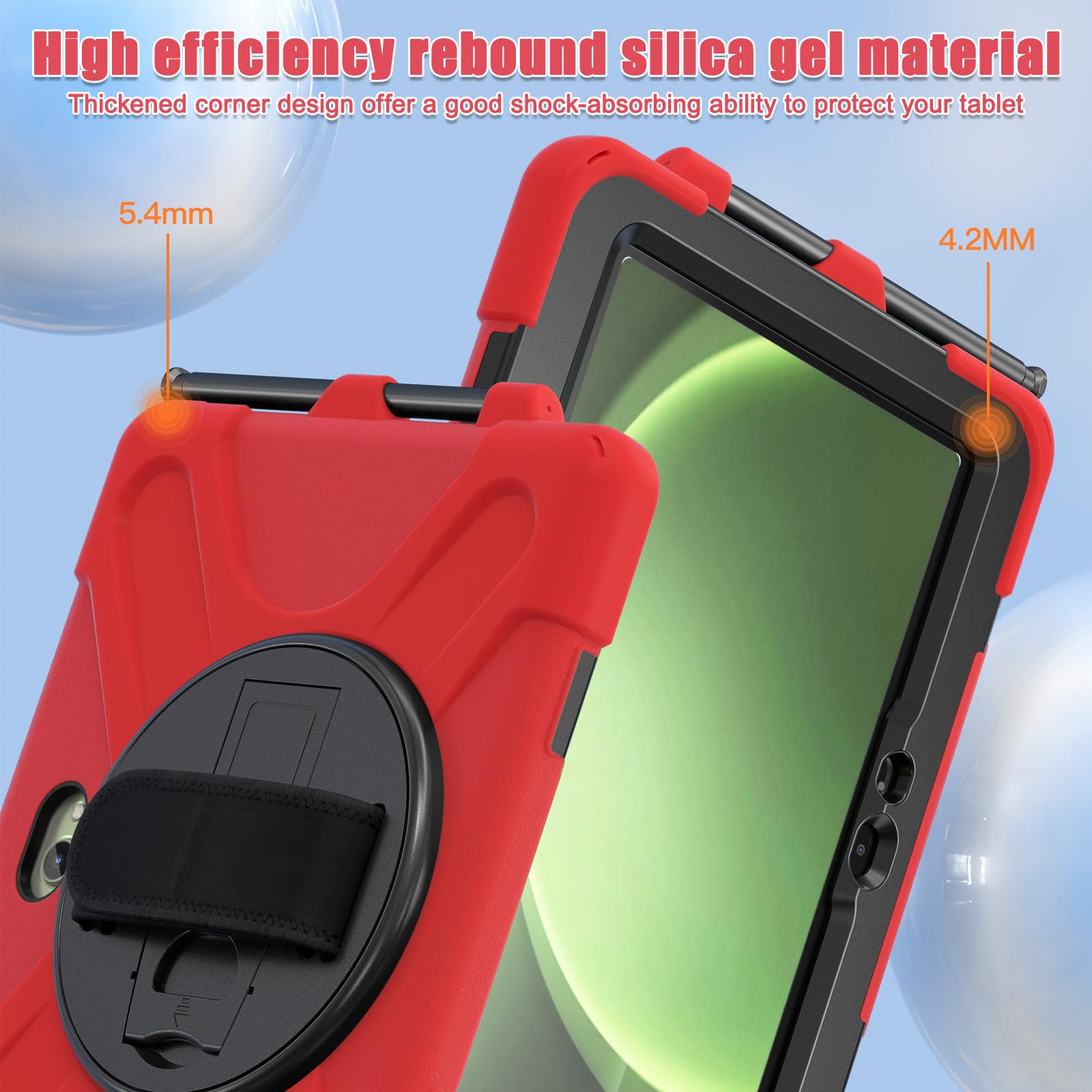 Samsung Galaxy Tab Active5/Active 3 8.0 Case, with 360 Stand, Handle Hand Strap & Shoulder Strap for Galaxy Tab Active5 8" 2024 X300/X307, Active3 8" 2020 T570/T575/T577 (Black)