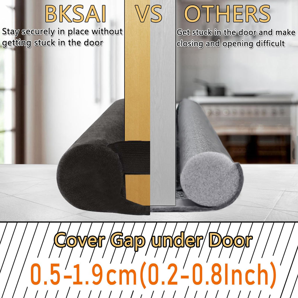 BKSAI Door Draft Stopper for Doors No Adhesive Draught Excluder Under Door Wind Blocker for Bottom of Door,Reduce Noise Draught Excluder Sweep Sound Proof (Beige 24-29IN / Distance Under The Door 1IN)