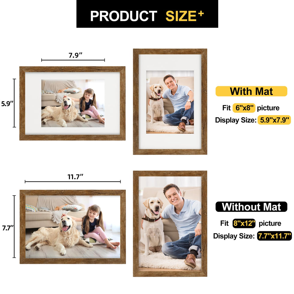 TOFOREVO Picture Frames 4x4 Set of 2 Black Wood Grain Photo Frame for Gallery Wall Mounting or Tabletop Display