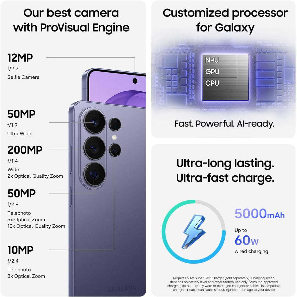 Samsung Galaxy S26 Ultra, Unlocked Android Smartphone, 512GB, Privacy Display, Galaxy AI, AI Camera, Super Fast Charging 3.0, Durable Battery, 2026, US 1 Year Warranty, White