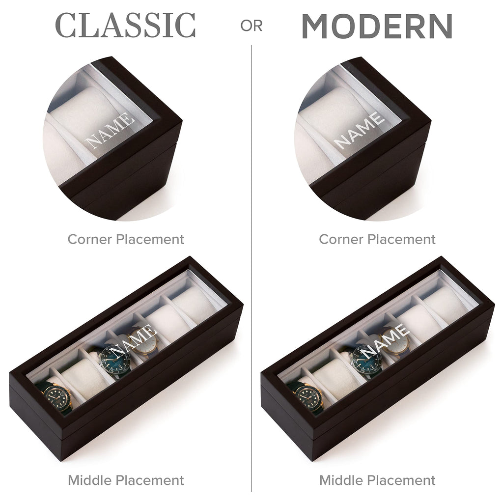 CASE ELEGANCE 6-Slot Solid Wood Watch Box for Men — Real Glass Display Top, Magnetic Closure & Pillow Stands | Watch Organizer Display Case | Gift for Him | Espresso