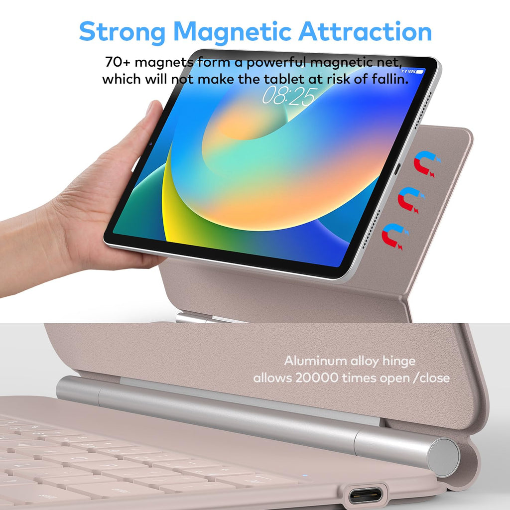 runelk Keyboard Case for iPad 10th Generation 2022 & 11th (A16, 2025) – Magic-Style Keyboard with Multi-Touch Trackpad – Floating Cantilever Stand – Magnetic Case for iPad 10.9 inch 10th / 11th Gen.