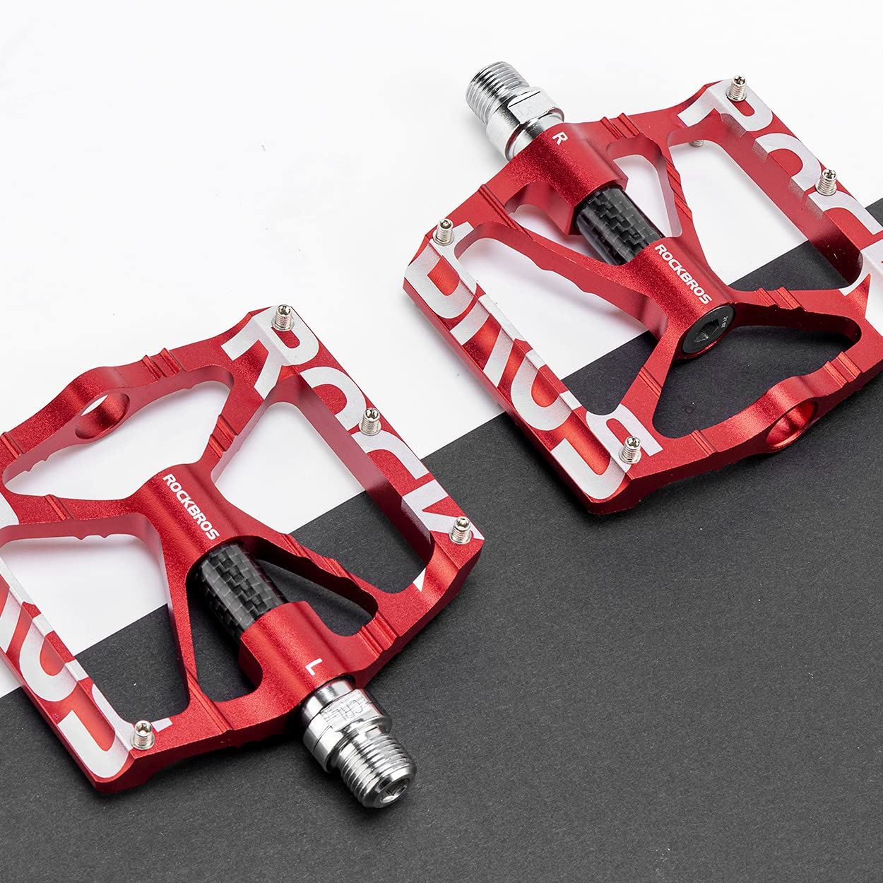 ROCKBROS Mountain Bike Pedals MTB Pedals CNC Non-Slip Lightweight Aluminum Alloy Bicycle Pedals Sealed Bearings Bicycle Platform Pedals 9/16" BMX Road Bike Pedal