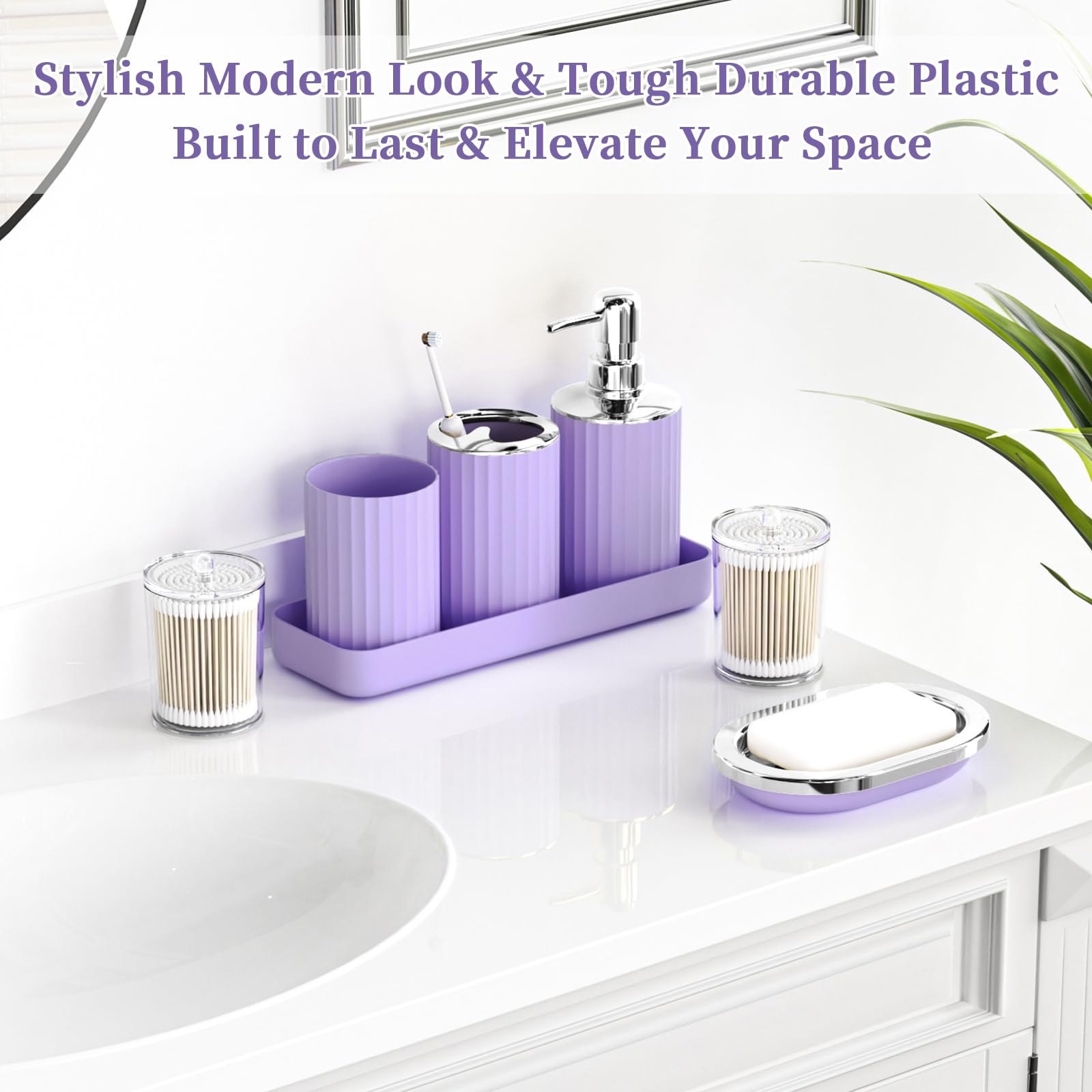 XLHOMO 24 PCS Black Bathroom Accessories Set with Shower Curtain and Rugs, Bathroom Decor Set with Trash Can, Toilet Brush, Soap Dispenser, Toothbrush Holder, Tumbler, Soap Dish and Jars