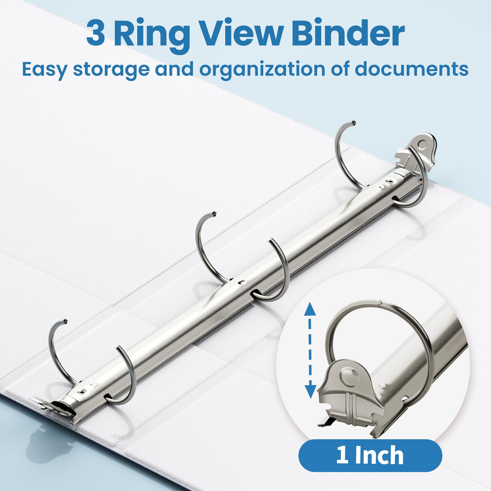 SUNEE 3 Ring Binder 1/2 Inch 1 Pack, Clear View Binder Three Ring PVC-Free (Fit 8.5x11 Inches) for School or Office Supplies, Black