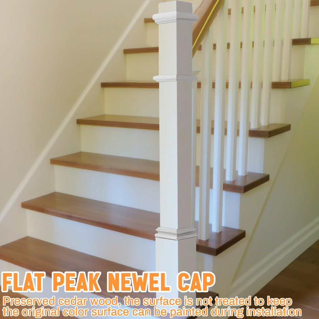 Wonderjune 1 Pcs 48 Inch Red Oak Stair Newel Post with 3 1/2" Post and 4 1/2" Pedestal, Wood Box Newel with Pedestal for Staircase, Plain Style Wood Balusters Interior for Stair Remodeling