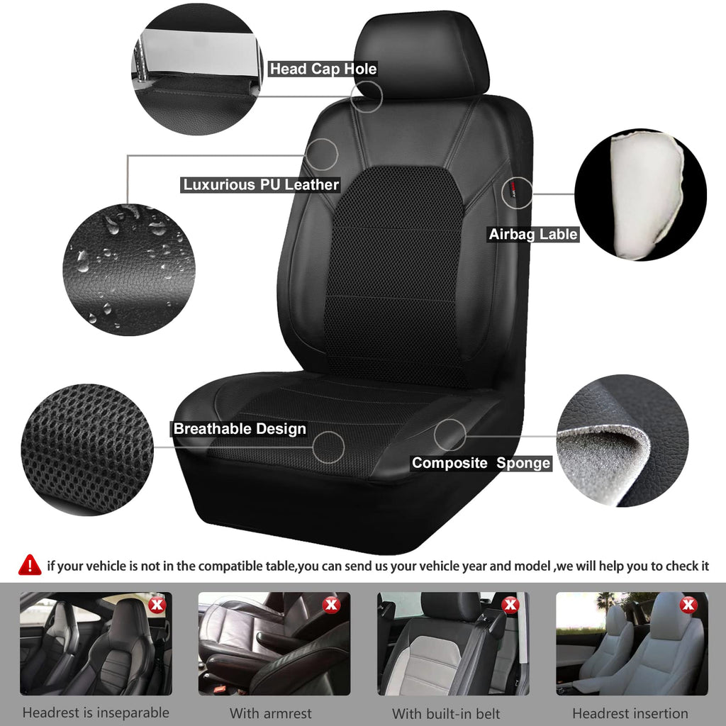 CAR PASS Beige Leather & Waterproof Car Carpet Floor Mats, Universal Car Mats Fit for SUV,Vans,sedans, Trucks,Set of 4pcs Car Carpet with Anti-Slip nibbs Driver Heel Pad (All Beige)