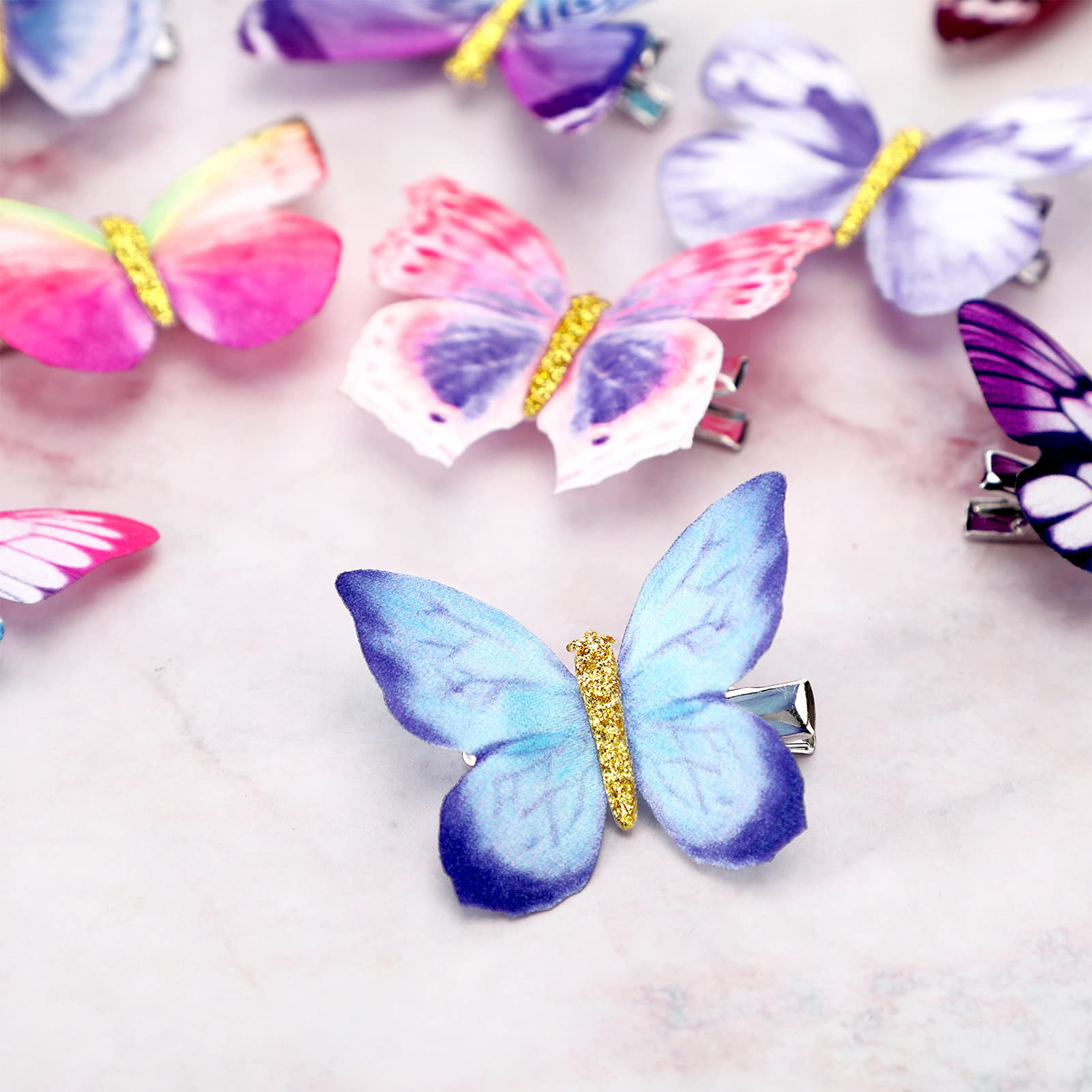 Boao 18 Pieces Glitter Butterfly Hair Clips for Girls Teens Women Hair Accessories (Bright Style)