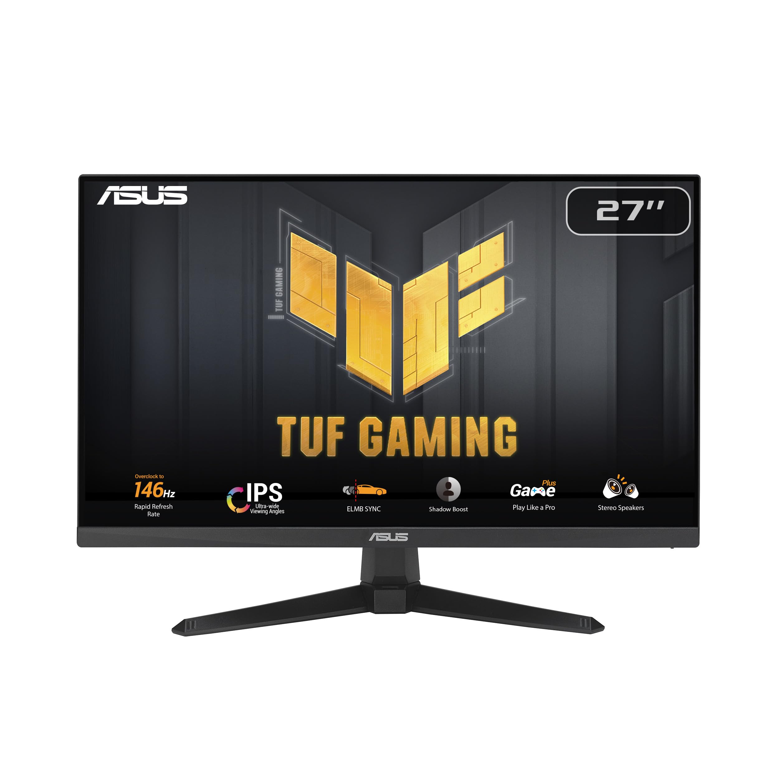 ASUS TUF Gaming 24” (23.8” viewable) 1080P Monitor (VG249QE5A) - FHD, 144Hz Overclock to 146Hz, IPS, Extreme Low Motion Blur Sync, 1ms, Speakers, Variable Overdrive, DisplayWidget Center, 3yr Warranty