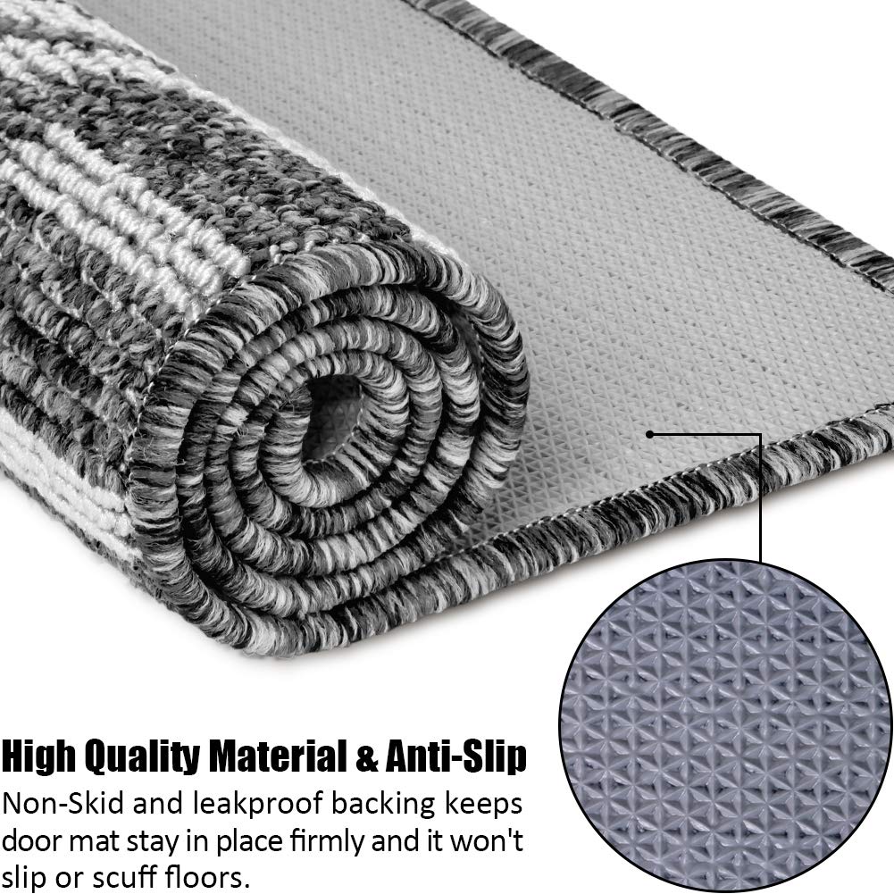 Indoor Doormat 24"x 36", Absorbent Front Back Door Mat Floor Mats, Rubber Backing Non Slip Door Mats Inside Mud Dirt Trapper Entrance Door Rug Carpet, Machine Washable Low Profile-Brown Time Cloister