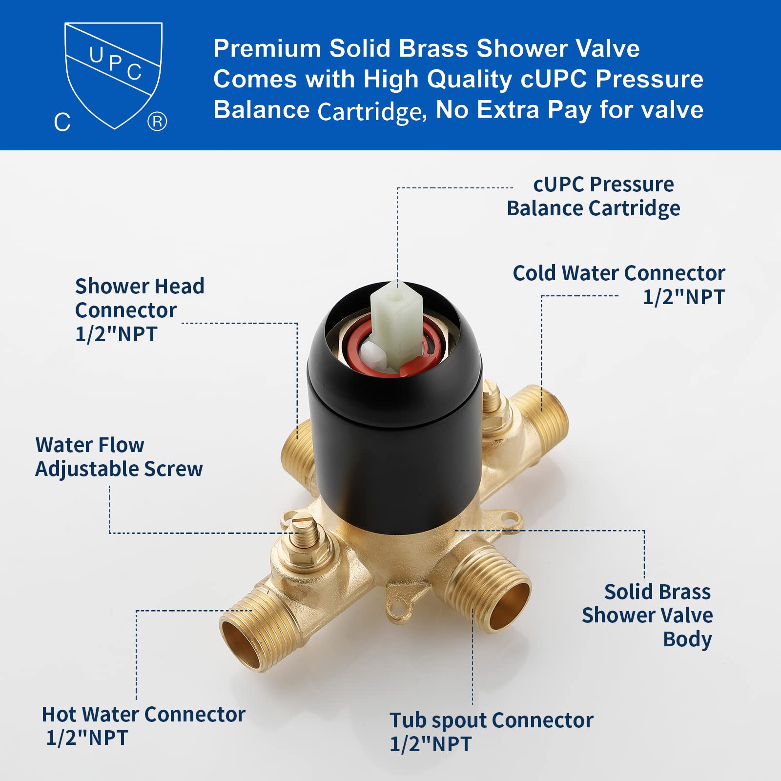 Shower Tub Kit Tub Shower Faucet Combo Set Bathtub Faucet Set Shower System with Tub Spout Shower Valve and Trim Kit Shower Fixtures Brushed Gold