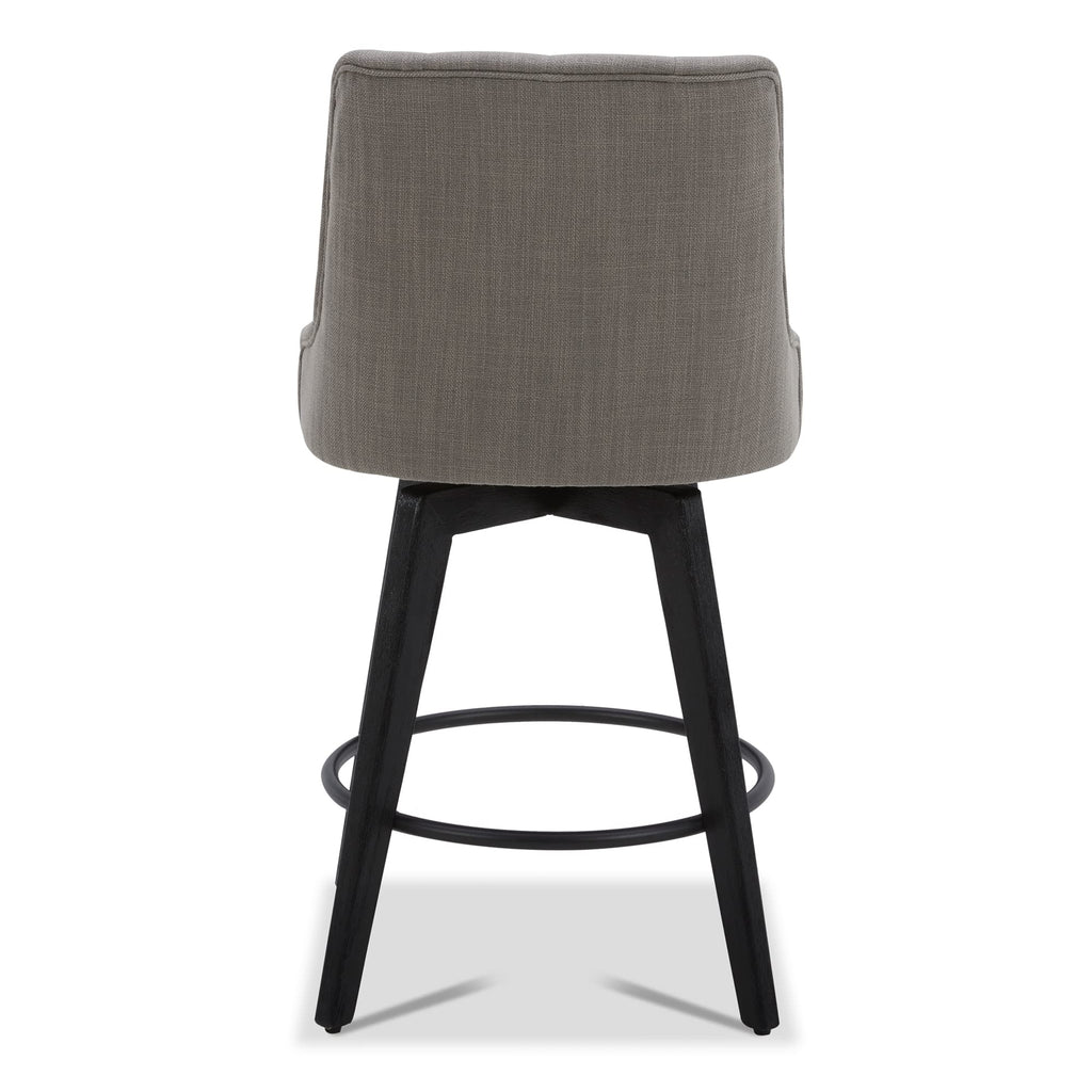 Watson & Whitely Counter Height Bar Stools, Performance Fabric Upholstered Modern Swivel Barstool with Back, Solid Wood Legs, 26" H Seat, Flint Grey