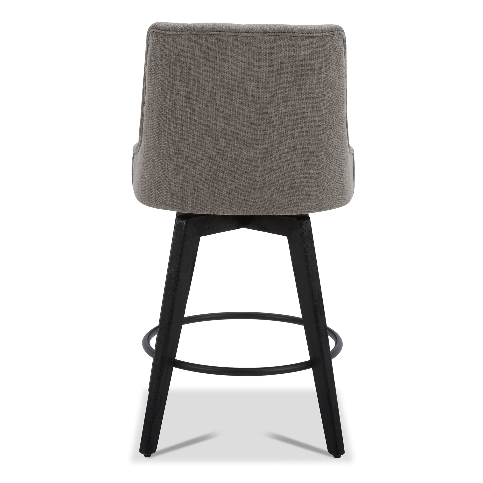 Watson & Whitely Counter Height Bar Stools, Performance Fabric Upholstered Modern Swivel Barstool with Back, Solid Wood Legs, 26" H Seat, Flint Grey