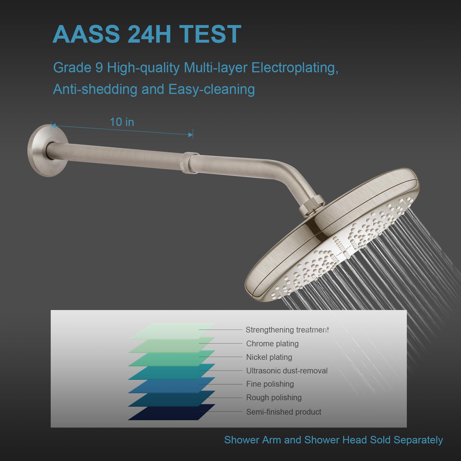 OFFO Shower Head Extension Arm, Shower Arm Extension Shower Head Extender Made of 304 Stainless Steel Shower Pipe Extension, Bright Gold 3 in