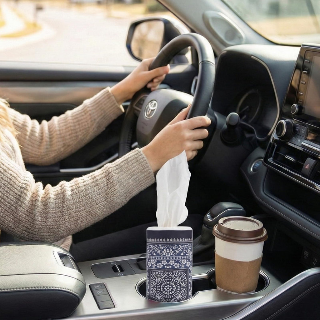 Car Round Canned Tissue Box Cup Holder Facial Tissues,Cylinder Tube Face Towel,4 Canister 3-Ply Car Napkins for Travel Tissue Bulk Fit Home,Office,School by CLOVER
