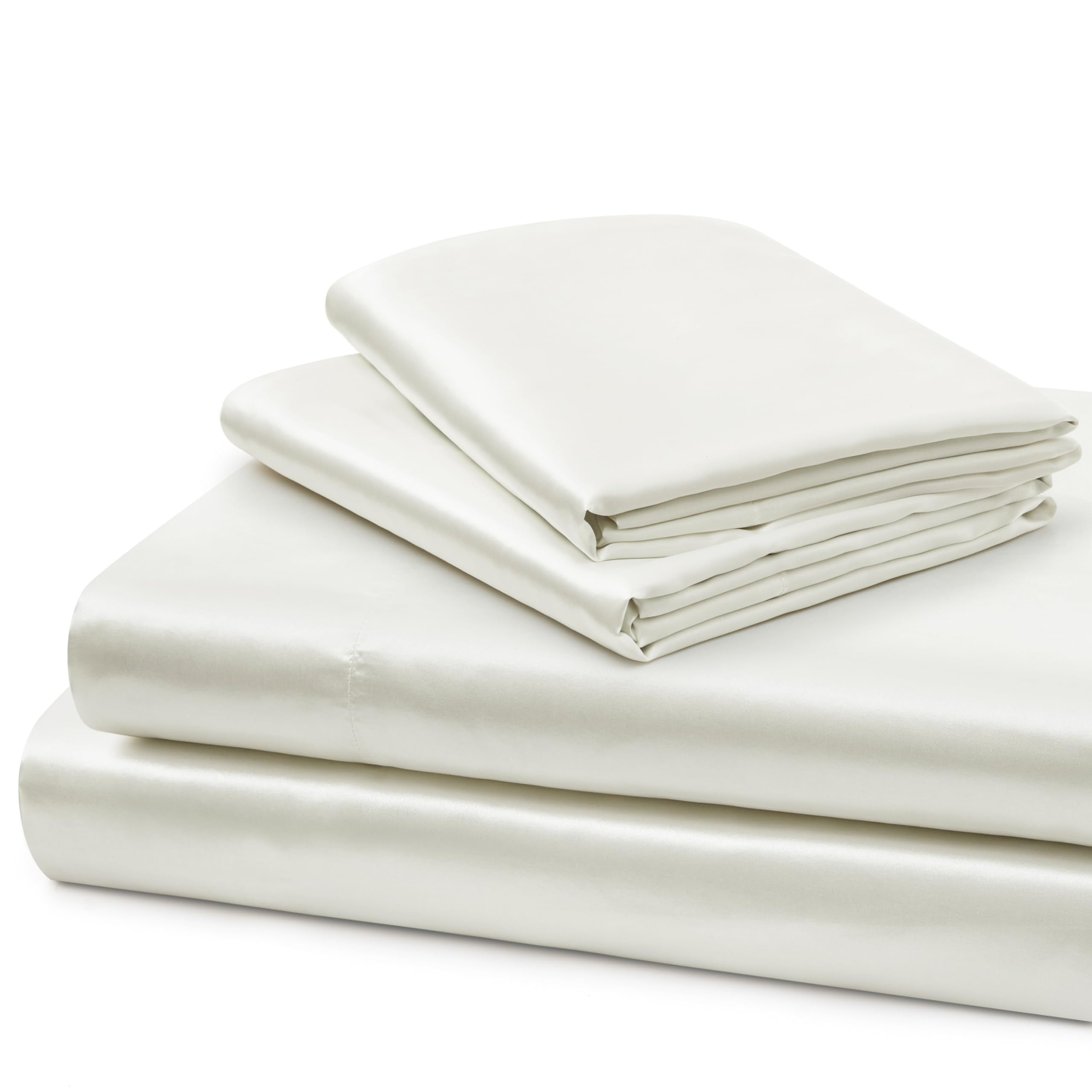 Vonty Extra Deep Pocket Full Sheet Sets - Cooling & Silky Satin Full Size Sheets with 18-24 Inch Deep Pocket, Black Satin Bed Sheets Fit Up to 24" Deep Mattress - 4 Piece Set