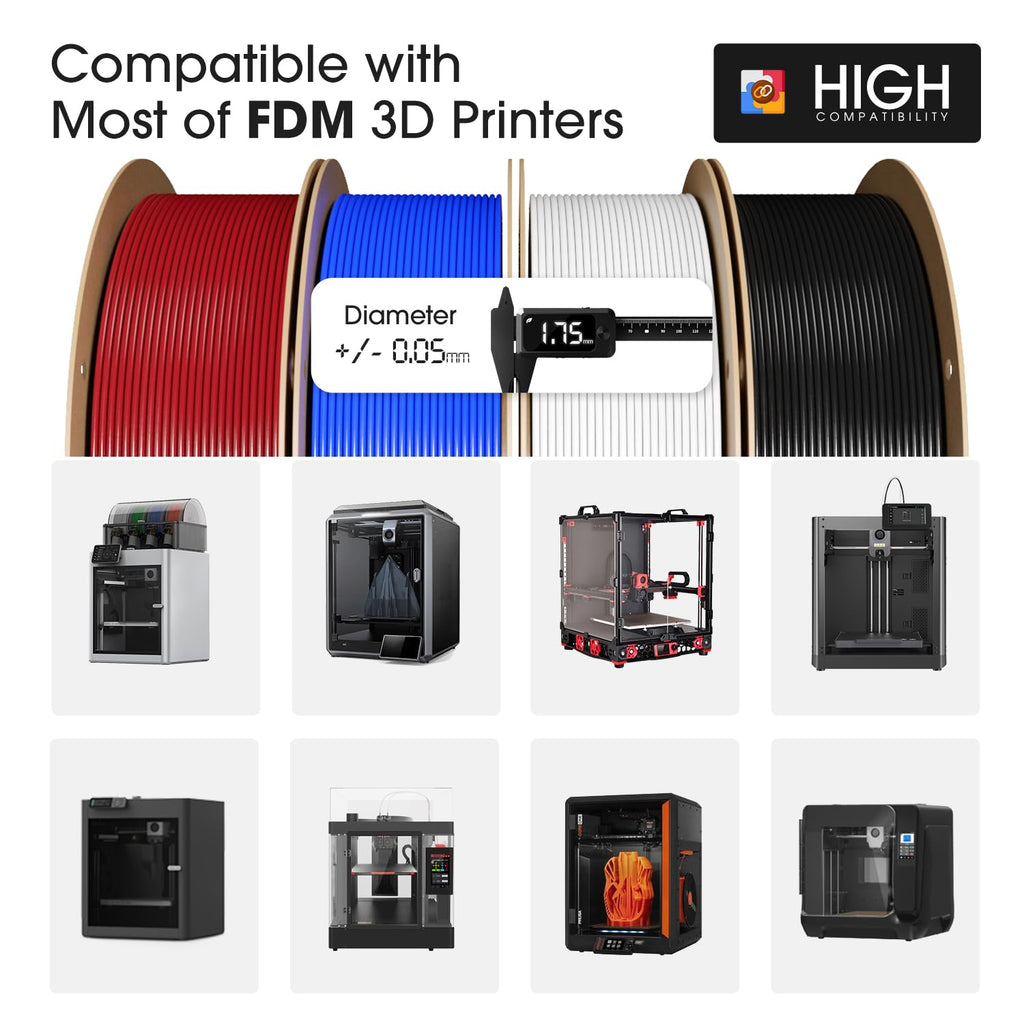 eSUN 10KG Bulk PLA Basic Filament 1.75mm, Black, 10 Spool Pack (1KG/Spool) High Speed PLA Bundle, 3D Printing Filament for Fast Printing