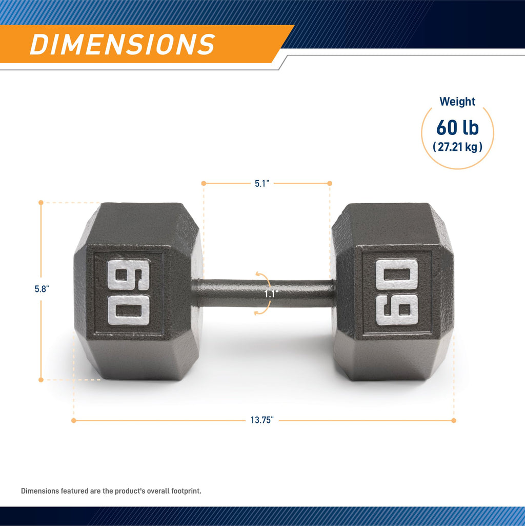 Marcy Cast Iron Hex Dumbbells Collection - Available size from 3-lb to 100-lb, SOLD INDIVIDUALLY