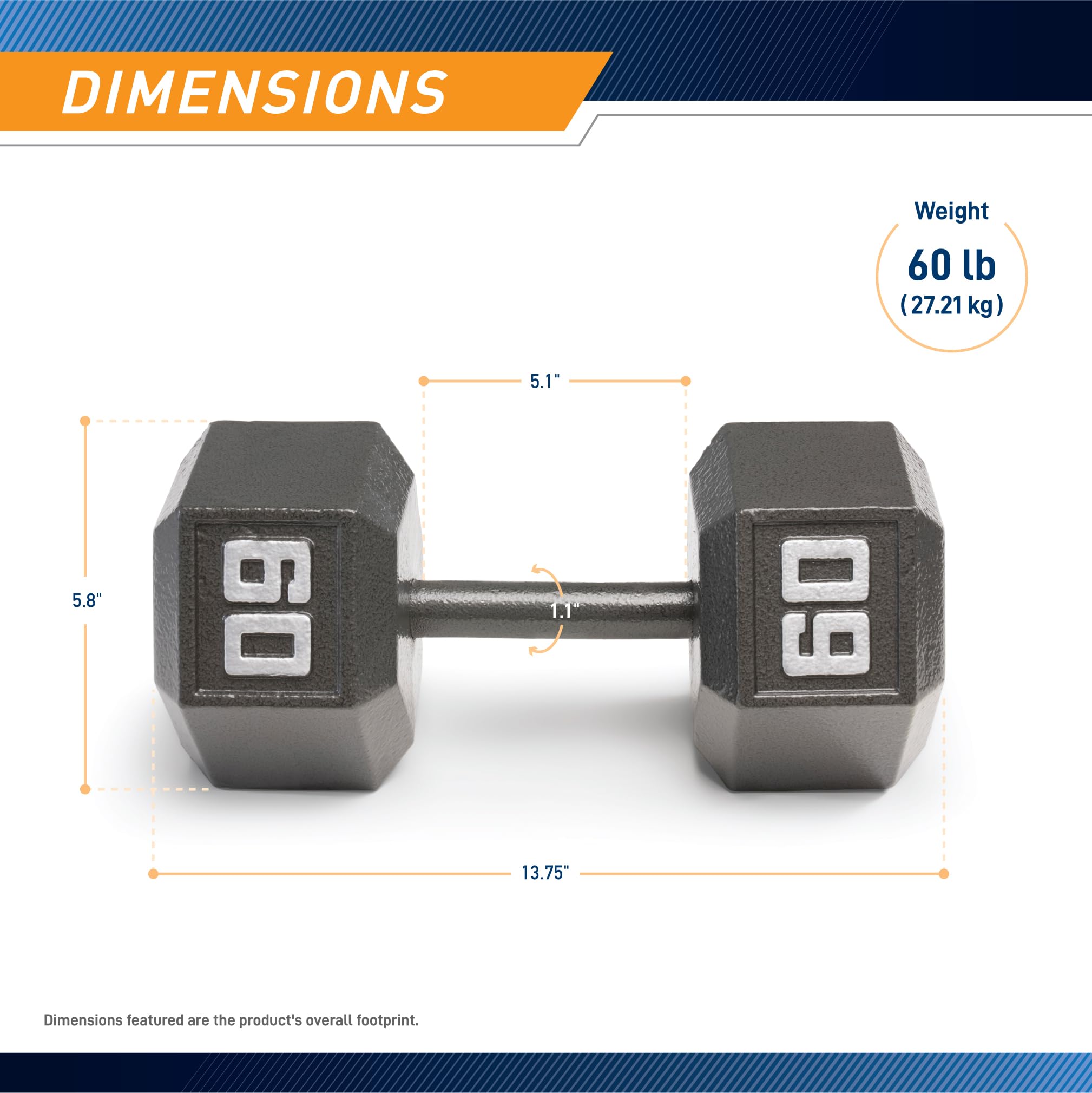 Marcy Cast Iron Hex Dumbbells Collection - Available size from 3-lb to 100-lb, SOLD INDIVIDUALLY