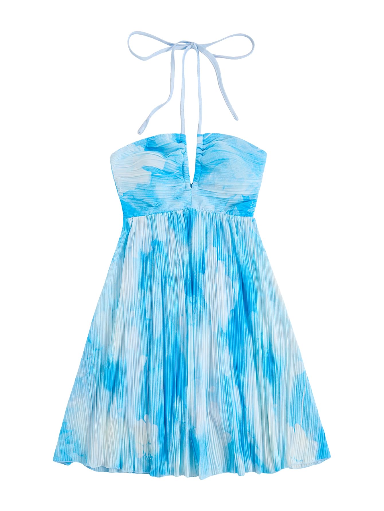 SOLY HUX Women's Tie Dye Cami Dress Halter Backless Sleeveless A Line Short Summer Dresses Sundress