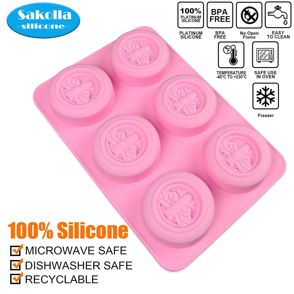 Sakolla 2 Pack Insect Silicone Soap Molds, 6-Cavity Dragonfly Butterfly Ladybug Shape Silicone Molds for Soap Making, DIY Baking Mold for Lotion Bars, Chocolate, Candy, Muffin, Biscuit, Cookie Pans