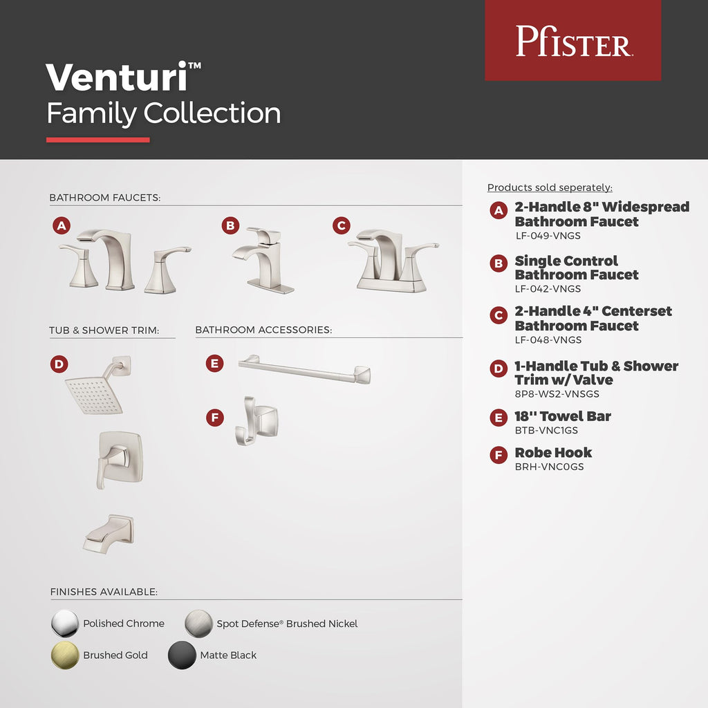 Pfister Venturi Bathroom Sink Faucet, 8-Inch Widespread, 2-Handle, 3-Hole, Brushed Gold Finish, LF049VNBG