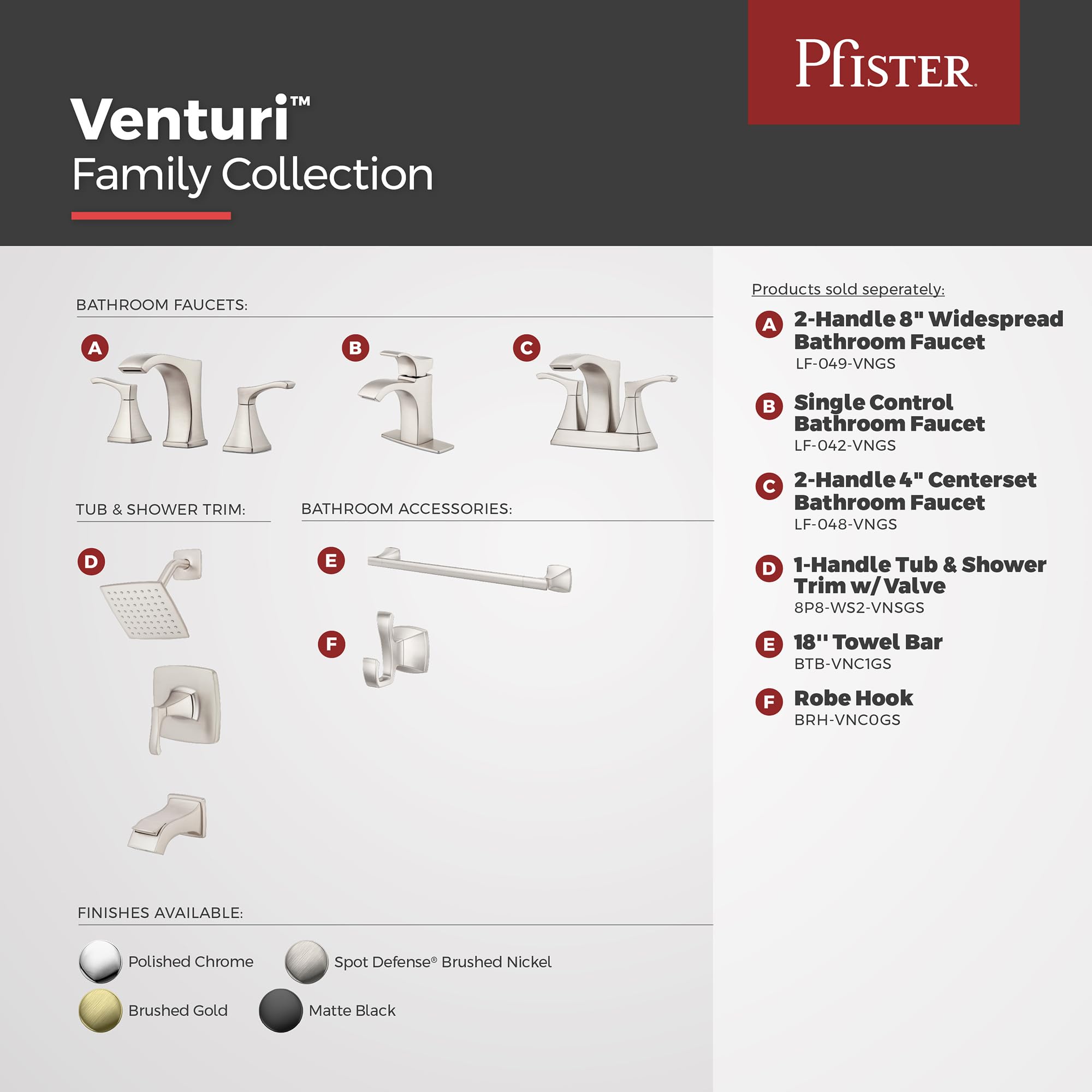 Pfister Venturi Bathroom Sink Faucet, 8-Inch Widespread, 2-Handle, 3-Hole, Brushed Gold Finish, LF049VNBG