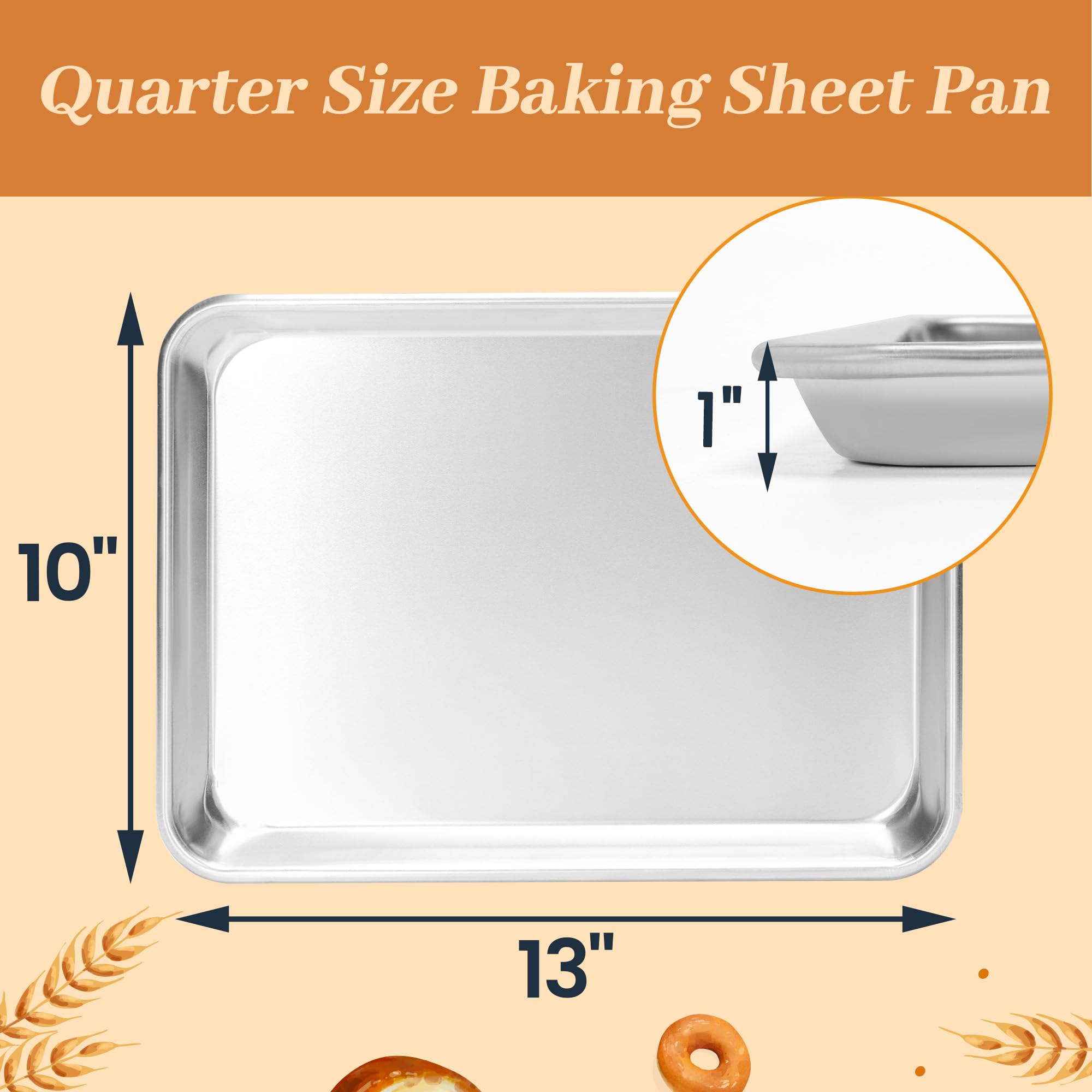 6 Pack Large Size Baking Sheet Pans, Aluminum Commercial Cookie Sheets Non-Stick, 21"x15"