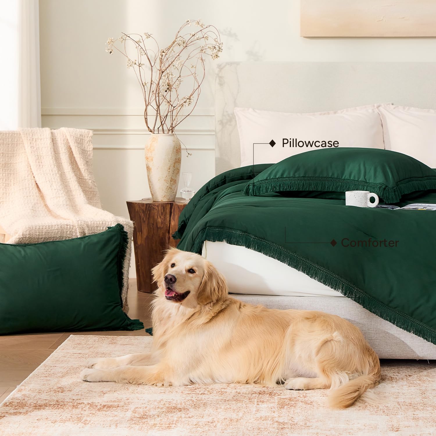 Andency Comforter Full Size Set Burnt Orange, 3 Pieces Boho Terracotta Winter Lightweight Bedding Comforter Sets, All Season Rust Tassel Bed Set (79x90In Comforter & 2 Pillowcases)