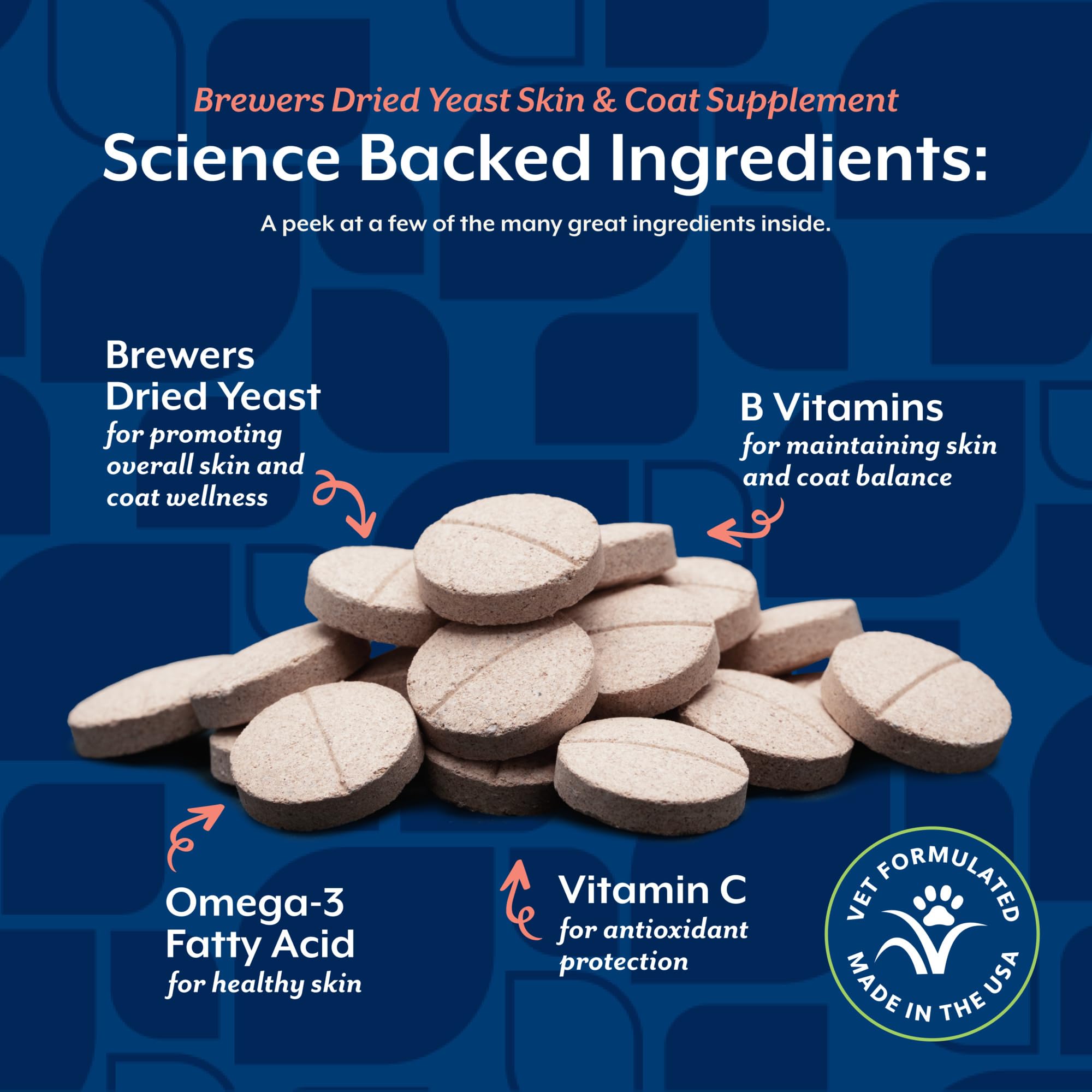 NaturVet – Brewer’s Dried Yeast Formula with Garlic Flavoring – Plus Omegas | Rich in Omega-3, 6 & 9 Fatty Acids | Fortified with B1, B2, Niacin & Vitamin C | For Dogs & Cats | 5000 Chewable Tablets