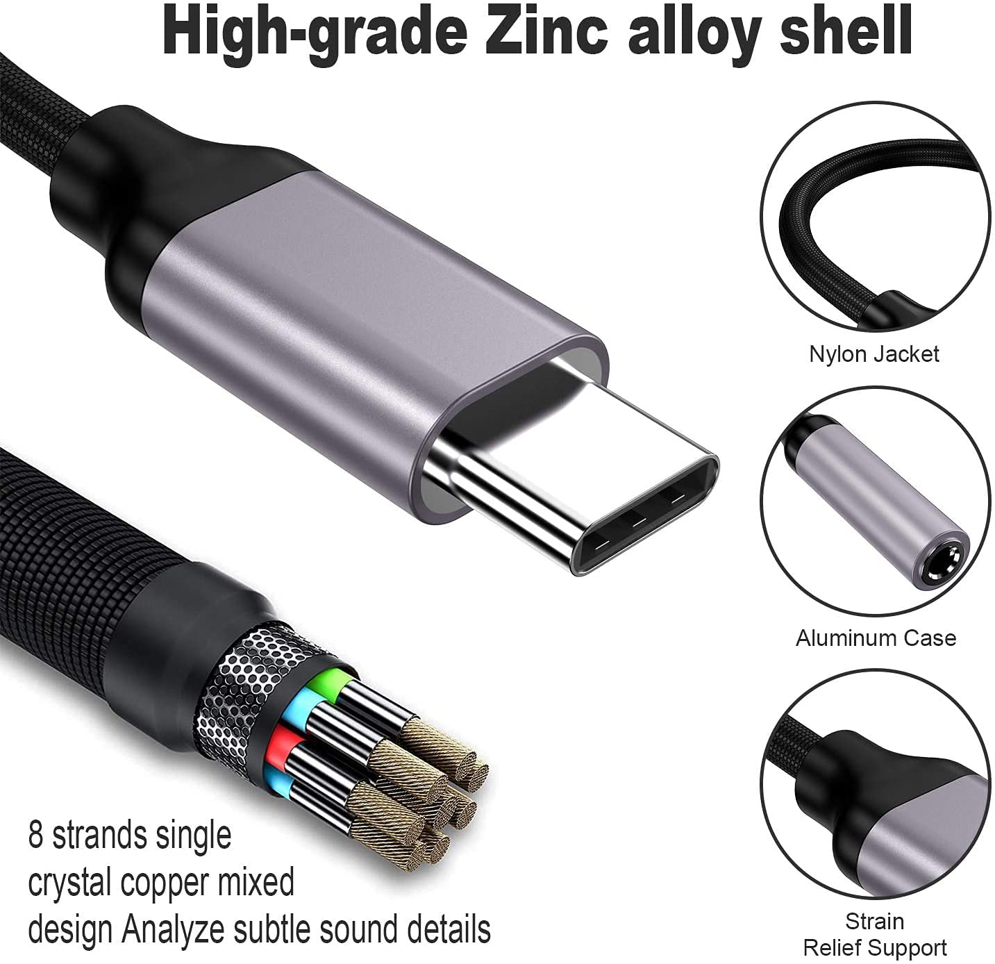 Adaptador USB tipo C a conector de auriculares hembra de 3.5 mm (Negro), cable USB C a auxiliar de audio compatible con Pixel 4 3 2 XL, Samsung Galaxy S21 S20 Ultra S20+ Note 20 10 S10 S9 Plus para